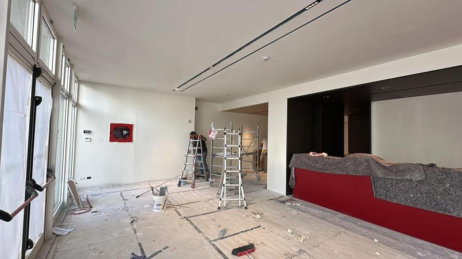 Cantiere in corso nella nuova ala Virgin Active, opere in cartongesso
